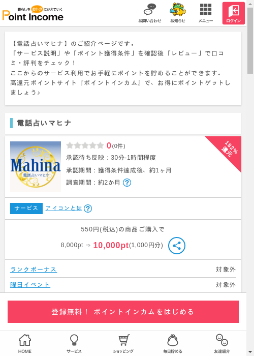 電話占いの過去最高画像（ポイントインカム・2026年3月12日）