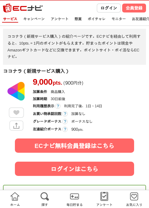 ココナラ（新規サービス購入）の過去最高画像（ECナビ・2026年4月26日）