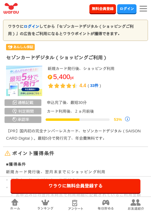 セゾン カードの過去最高画像（ワラウ・2026年4月8日）