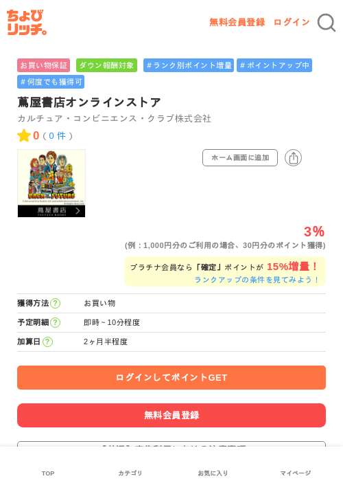 蔦屋書店オンラインストアの過去最高画像（ちょびリッチ・2026年6月3日）