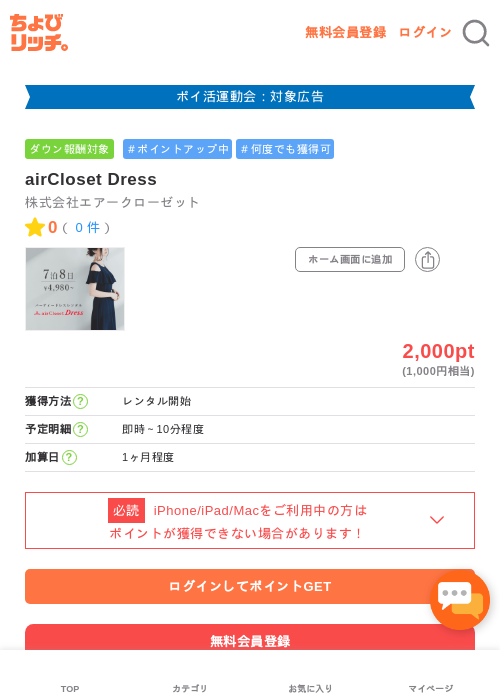 airCloset Dressの過去最高画像（ちょびリッチ・2026年4月30日）