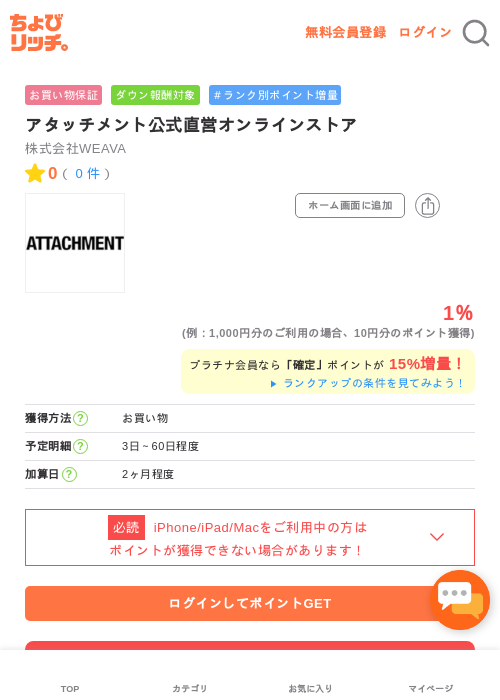 アタッチメント公式直営オンラインストアの過去最高画像（ちょびリッチ・2026年5月1日）