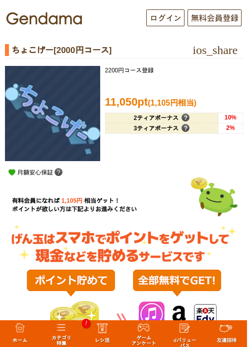 ちょこげー[2000円コース]の掲載記録画像（げん玉・2026年5月7日）