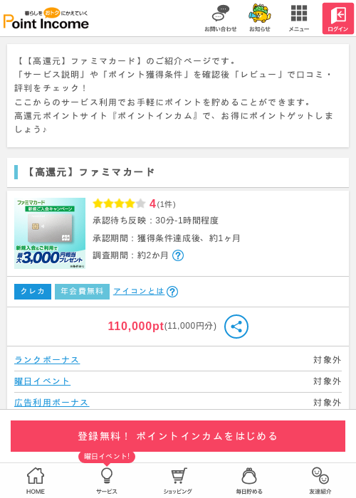 ファミマカードの過去最高画像（ポイントインカム・2026年3月25日）