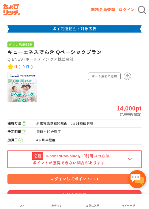 キューエネスでんき Qベーシックプランの過去最高画像（ちょびリッチ・2026年4月30日）