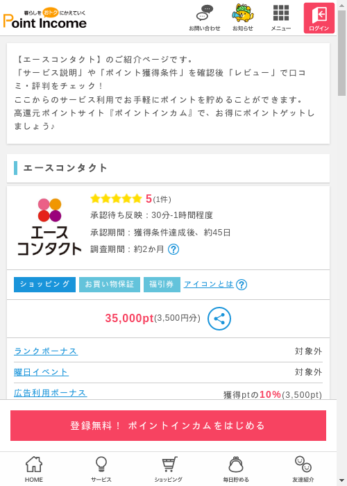 エースコンタクトの過去最高画像（ポイントインカム・2026年3月9日）