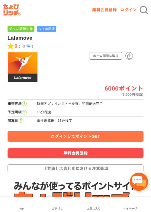 Lalamoveの過去最高画像（ちょびリッチ・2026年5月3日）