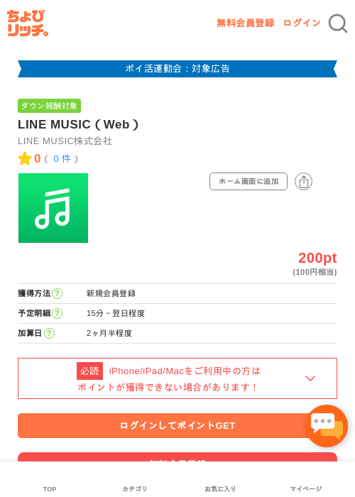LINE MUSIC（Web）の過去最高画像（ちょびリッチ・2026年4月30日）