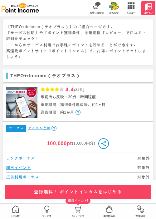 THEO  docomoの過去最高画像（ポイントインカム・2026年3月15日）