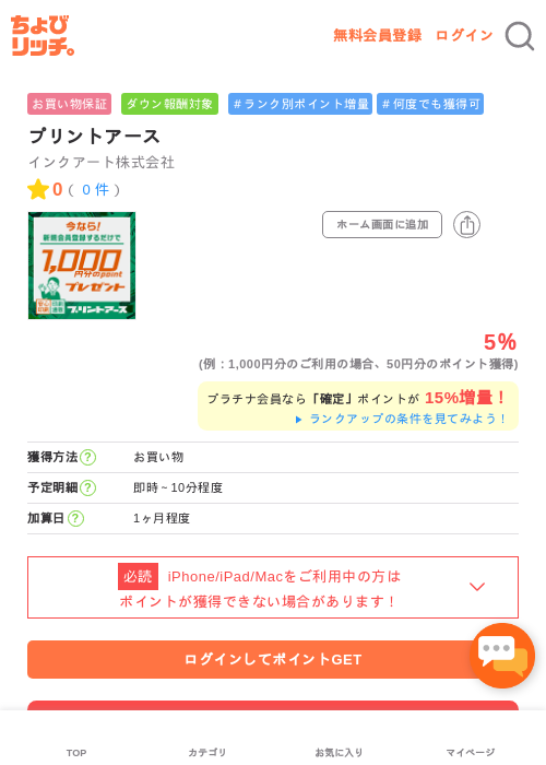 プリントアースの過去最高画像（ちょびリッチ・2026年5月1日）