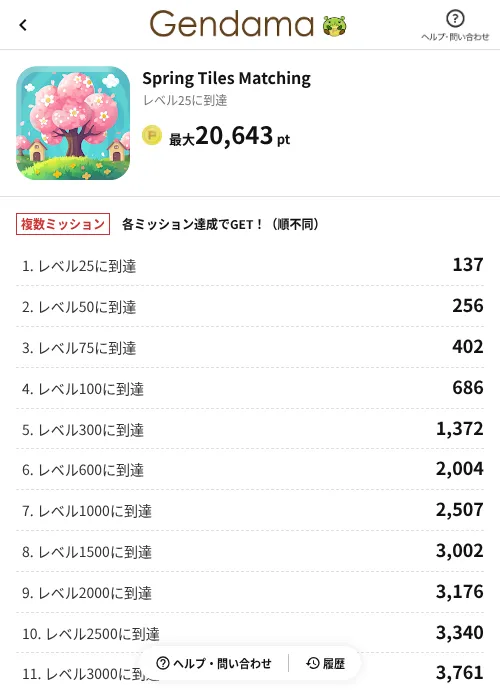 Spring Tiles Matchingの掲載記録画像（げん玉（AppDriver）・2026年6月14日）