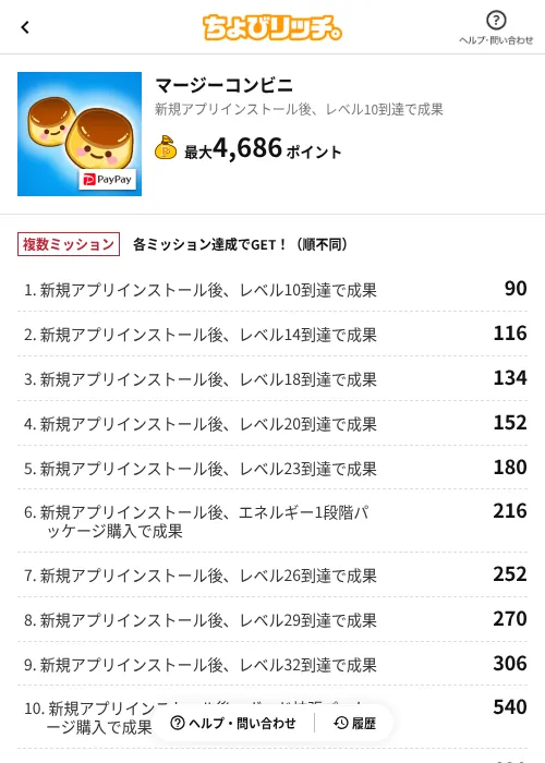 マージーコンビニの掲載記録画像（ちょびリッチ（AppDriver）・2026年6月13日）