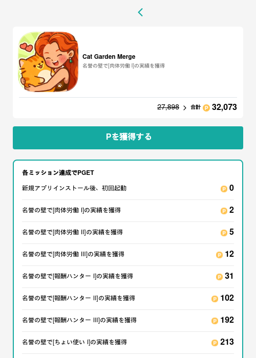 Cat Garden Mergeの過去最高画像（モッピー（GF Rewards）・2026年5月15日）