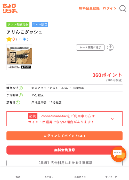 アリんこダッシュの過去最高画像（ちょびリッチ・2026年5月3日）