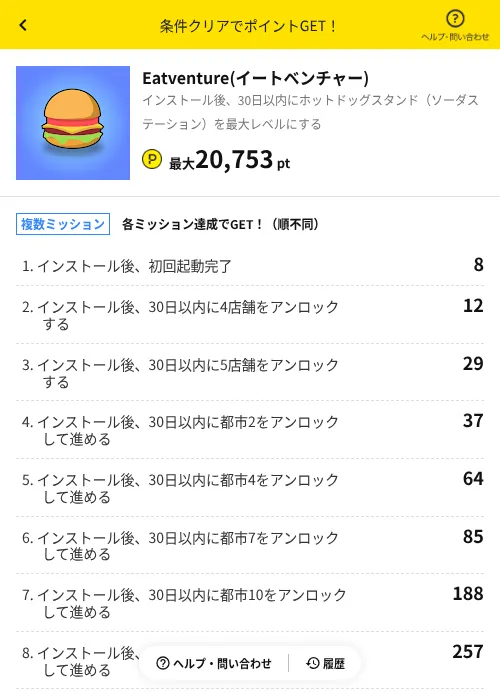 Eatventure(イートベンチャー)の掲載記録画像（ハピタス（AppDriver）・2026年6月14日）