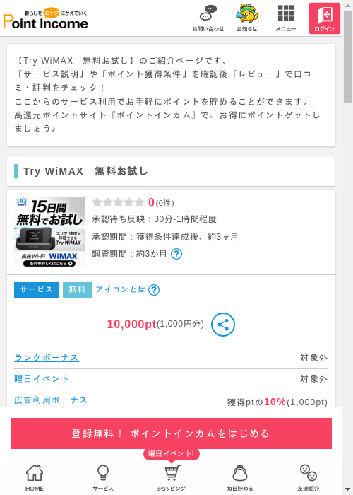 Try WiMAXの過去最高画像（ポイントインカム・2026年3月7日）