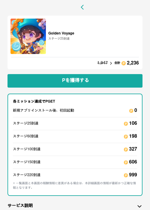 Golden Voyageの過去最高画像（モッピー（GF Rewards）・2026年5月15日）