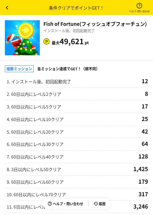 Fish of Fortune(フィッシュオブフォーチュン)の掲載記録画像（ハピタス（AppDriver）・2026年6月14日）