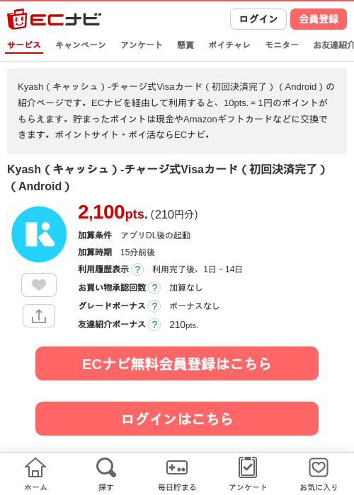 Kyash キャッシュの過去最高画像（ECナビ・2026年4月24日）