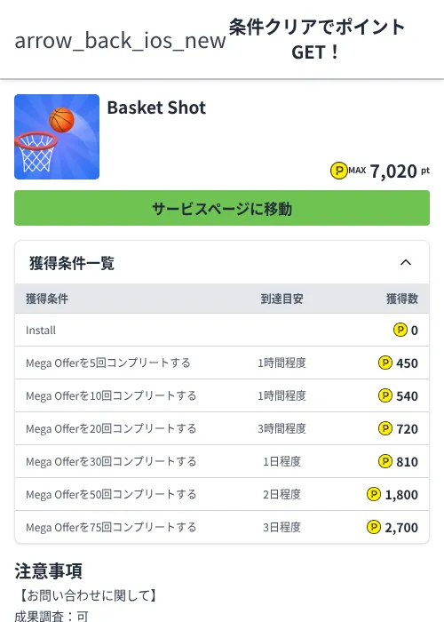 Basket Shotの掲載記録画像(ハピタス(Zucks)・2026年6月16日)