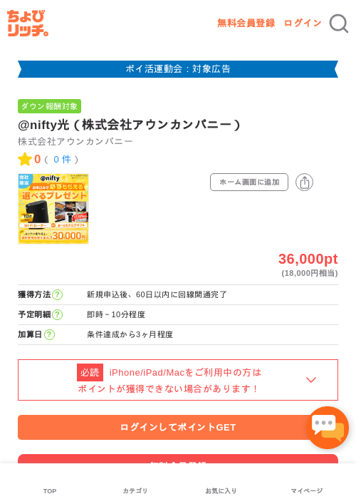 @nifty光（株式会社アウンカンパニー）の過去最高画像（ちょびリッチ・2026年4月30日）