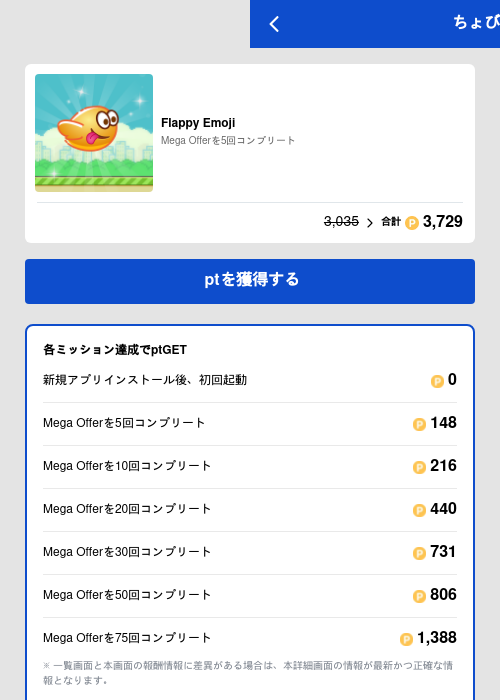 Flappy Emojiの過去最高画像（ちょびリッチ（GF Rewards）・2026年5月19日）