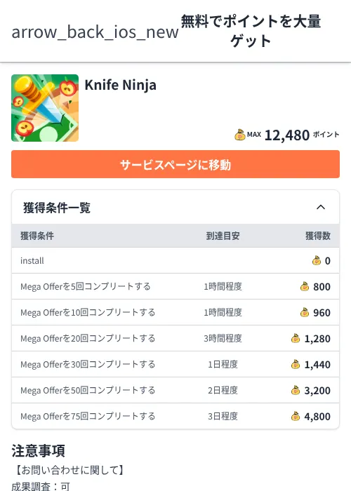 Knife Ninjaの掲載記録画像(ちょびリッチ(Zucks)・2026年6月17日)