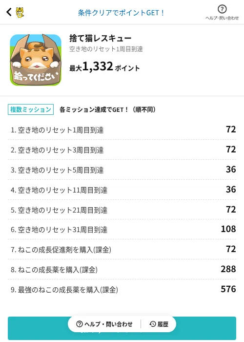 捨て猫レスキューの掲載記録画像(GMOポイ活(AppDriver)・2026年6月14日)