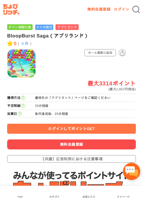 BloopBurst Saga（アプリランド）の過去最高画像（ちょびリッチ・2026年5月15日）