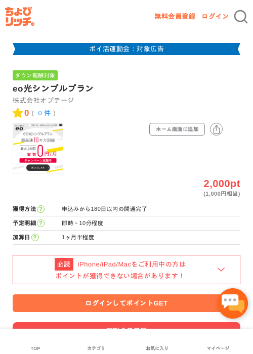 eo光シンプルプランの過去最高画像（ちょびリッチ・2026年4月30日）