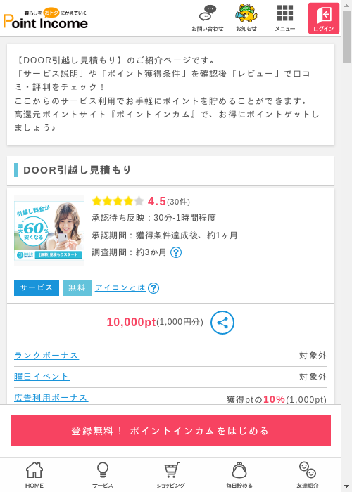 引越しの過去最高画像（ポイントインカム・2026年3月9日）