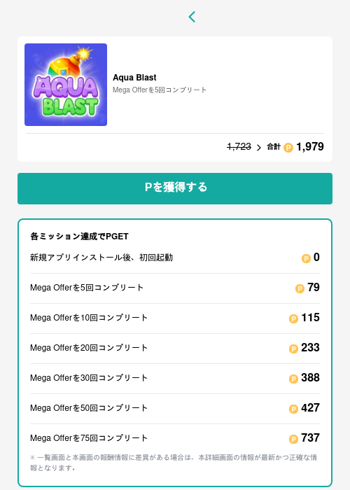 Aqua Blastの過去最高画像（モッピー（GF Rewards）・2026年5月15日）