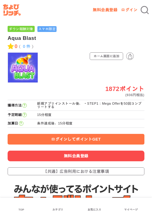 Aqua Blastの過去最高画像（ちょびリッチ・2026年5月3日）
