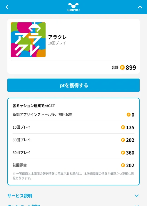 アラクレの掲載記録画像(ワラウ(GF Rewards)・2026年6月19日)