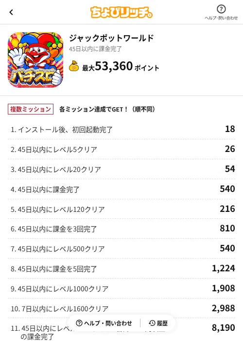 ジャックポットワールドの掲載記録画像(ちょびリッチ(AppDriver)・2026年6月13日)