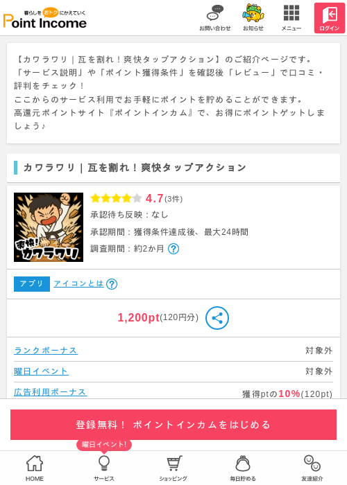 カワラワリの過去最高画像（ポイントインカム・2026年3月25日）