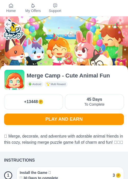 Merge Camp - Cute Animal Funの過去最高画像（モッピー（myChips）・2026年5月8日）