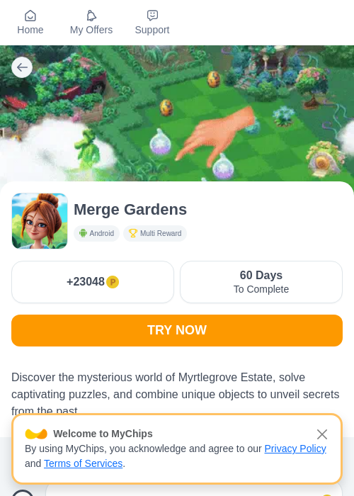 Merge Gardensの過去最高画像（モッピー（myChips）・2026年6月9日）