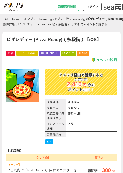 ピザレディー (Pizza Ready)（多段階）【iOS】の過去最高画像（アメフリ・2026年5月14日）