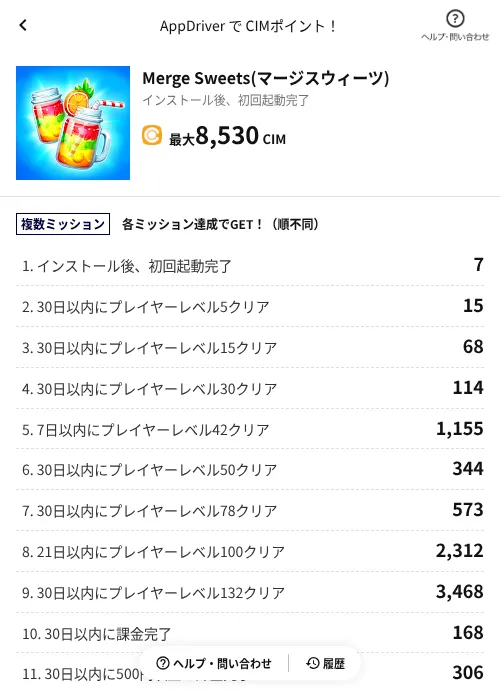 Merge Sweets(マージスウィーツ)の掲載記録画像（COINCOME（AppDriver）・2026年6月19日）