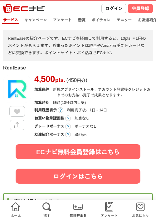 RentEaseの掲載記録画像（ECナビ・2026年4月25日）