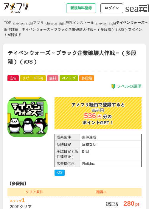 テイペンウォーズ～ブラック企業破壊大作戦～（多段階）（iOS）の過去最高画像（アメフリ・2026年5月2日）
