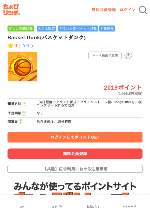 Basket Dunk(バスケットダンク)の過去最高画像（ちょびリッチ・2026年5月3日）