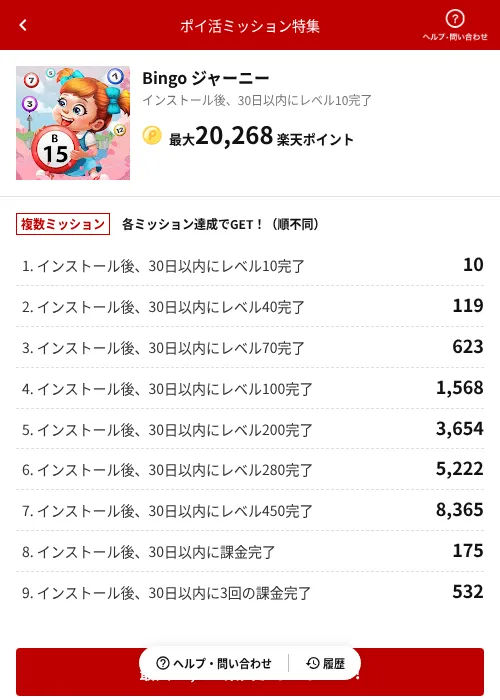 Bingo ジャーニーの過去最高画像（楽天ポイ活ミッション特集（AppDriver）・2026年6月14日）