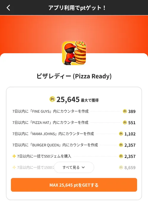 ピザレディー (Pizza Ready)の掲載記録画像(ポイントインカム(SKYFLAG)・2026年8月9日)
