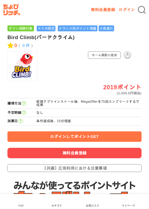 Bird Climb(バードクライム)の過去最高画像（ちょびリッチ・2026年5月3日）