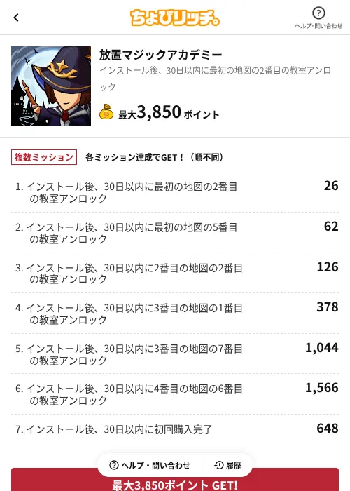 放置マジックアカデミーの過去最高画像（ちょびリッチ（AppDriver）・2026年6月13日）