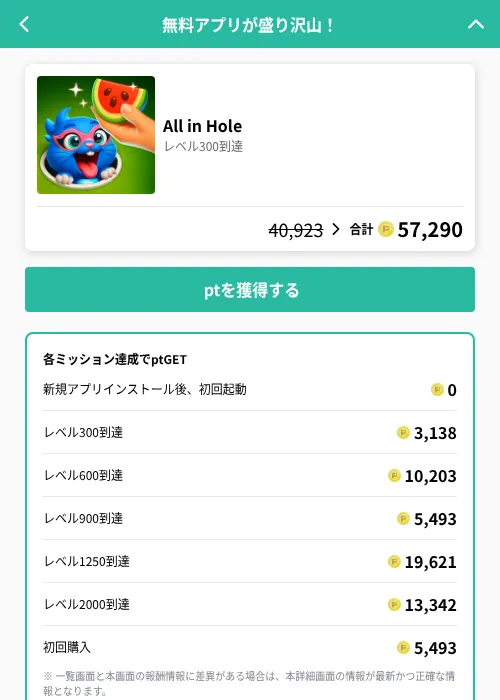 All in Holeの掲載記録画像（げん玉（GF Rewards）・2026年6月21日）