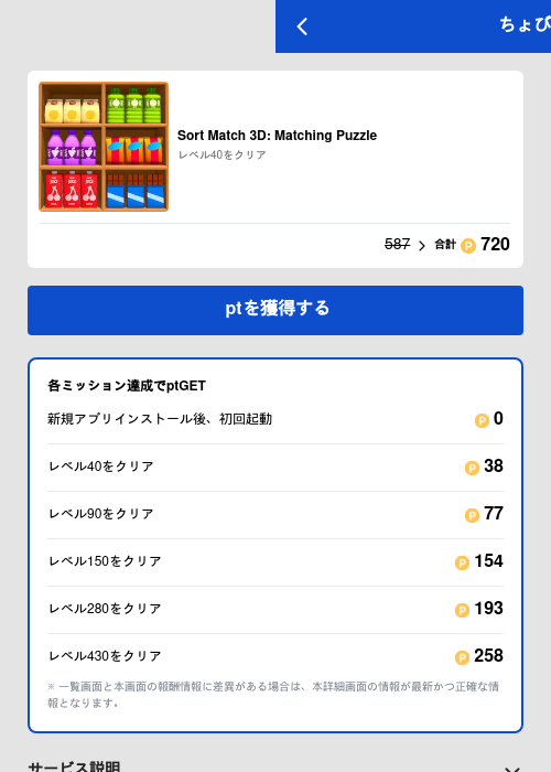 Sort Match 3D: Matching Puzzleの過去最高画像（ちょびリッチ（GF Rewards）・2026年5月19日）