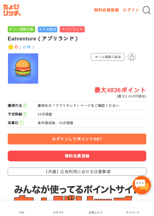 Eatventure（アプリランド）の過去最高画像（ちょびリッチ・2026年5月16日）